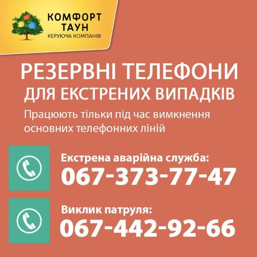 Резервні номери під час вимкнення телефонних ліній