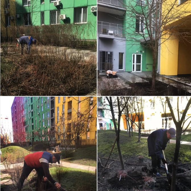 В Комфорт Тауні вже активно проводяться весняні роботи з озеленення
